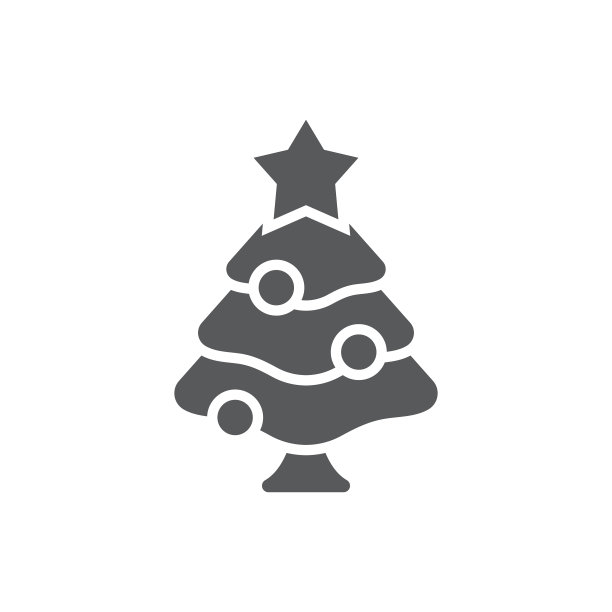 圣诞树图标颜色线轮廓标志图片下载