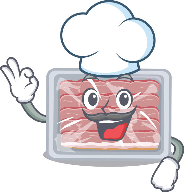 冷冻熏肉厨师卡通风格设计图片下载