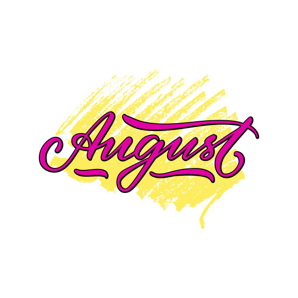 八月字母在铅笔笔画的背景上图片下载