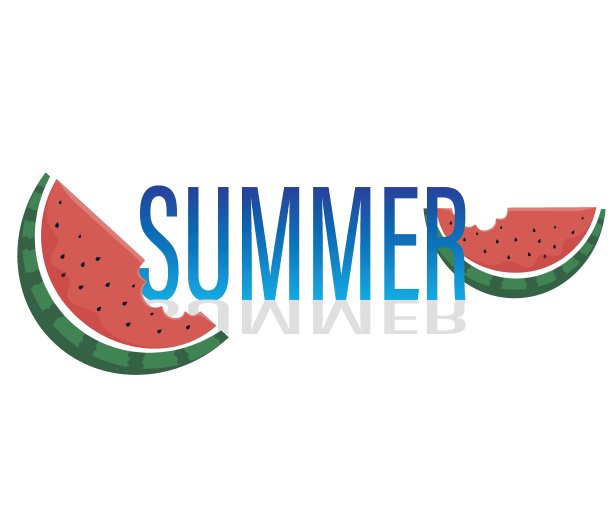 夏季的概念。创意设计西瓜，夏日背景。平面向量。图片下载