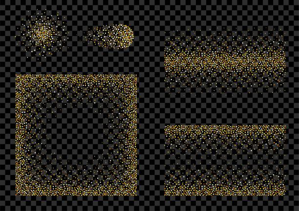 黄金闪光纸屑。背景，边框，爆炸设置。向量图片下载