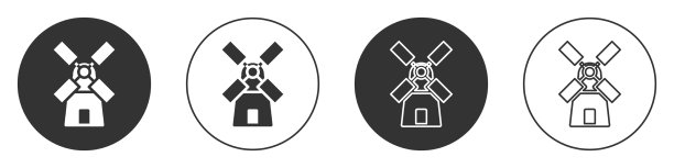 黑色风车图标孤立在白色背景图片下载