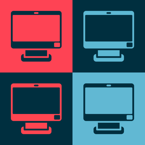 波普艺术电脑显示器屏幕图标隔离上图片下载