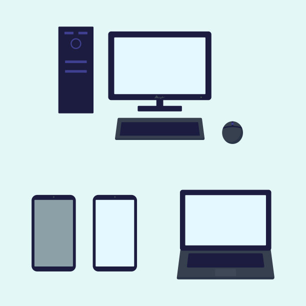 简单的电脑和智能手机插图集图片下载