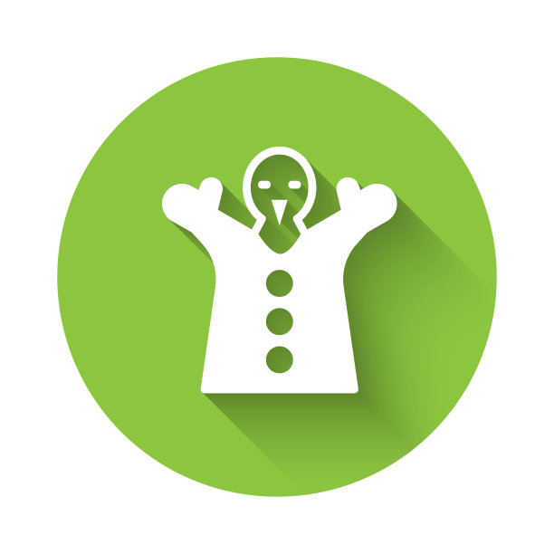 白色玩具木偶娃娃手上孤立的图标图片下载