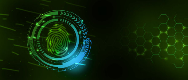 未来的指纹与圆电路板图片下载
