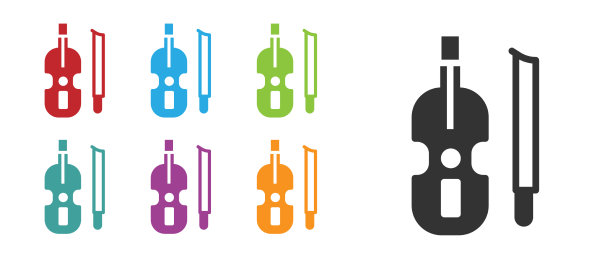 黑色小提琴图标孤立在白色背景上图片下载