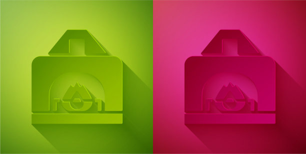 剪纸室内壁炉图标孤立上图片下载