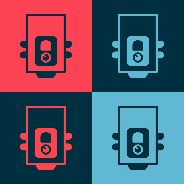 波普艺术燃气锅炉与燃烧的火焰图标图片下载