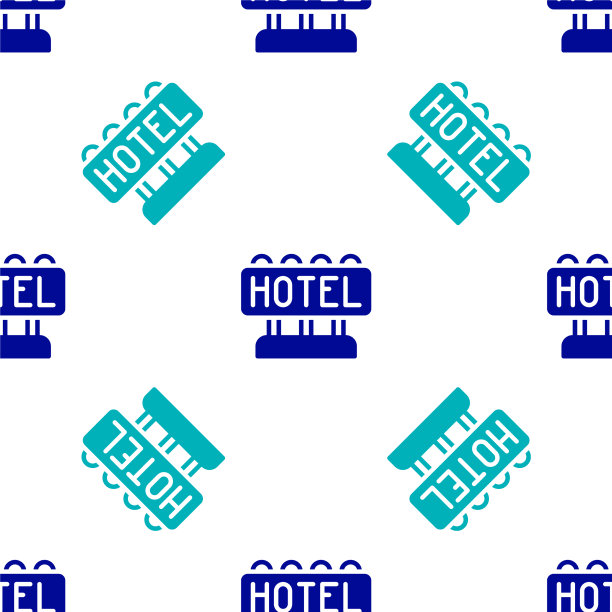 蓝色户外招牌与文字酒店广告图片下载