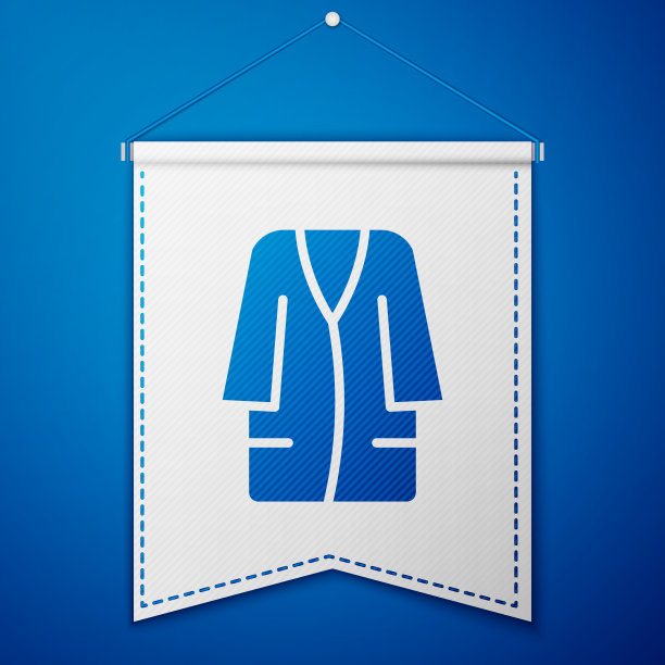 蓝色浴袍图标孤立在蓝色背景图片下载