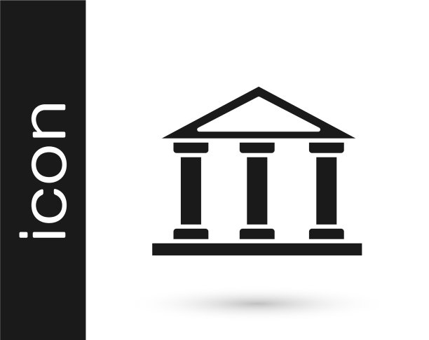 黑色法院大楼图标孤立在白色之上图片下载