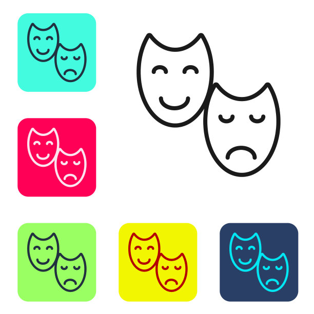 黑线喜剧和悲剧戏剧面具图片下载