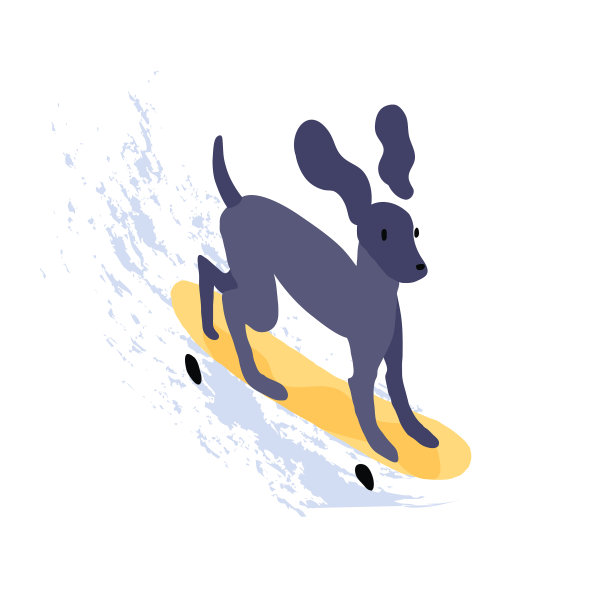 可爱的狗骑滑板，有趣的小狗溜冰图片下载