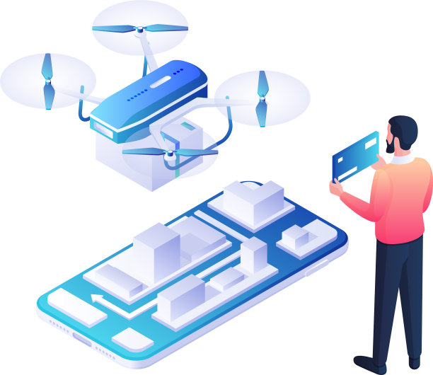 送货无人机和网络支付等距图片下载