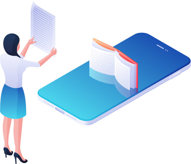 女子阅读在线图书等距注释图片下载