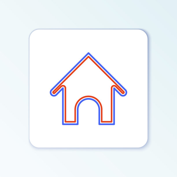 线狗房子图标孤立在白色背景。狗窝。色彩斑斓的轮廓的概念。向量图片下载