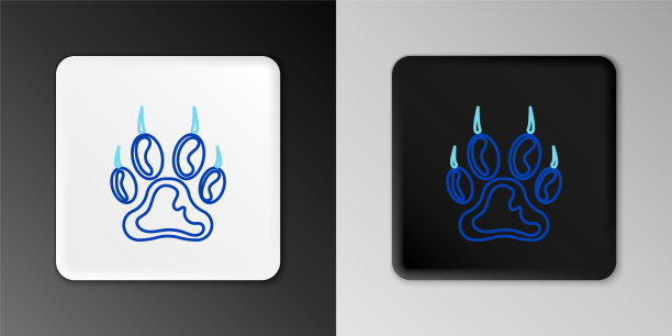 线爪印图标孤立在灰色背景。狗或猫的爪印。动物跟踪。色彩斑斓的轮廓的概念。向量图片下载