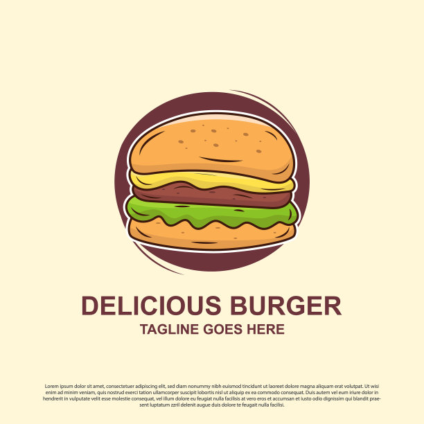 美味的汉堡店标识徽章设计最佳图片下载