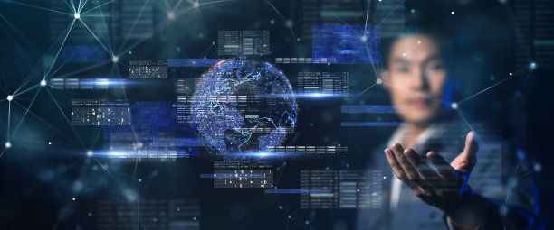 亚洲工程师手的未来数字智能世界，工厂行业和创新数字技术人工智能云数据理念图片下载