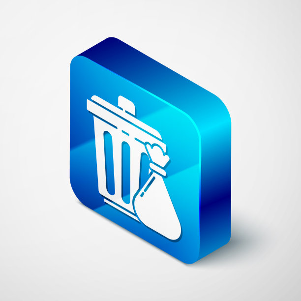 等距垃圾桶和垃圾袋图标隔离图片下载