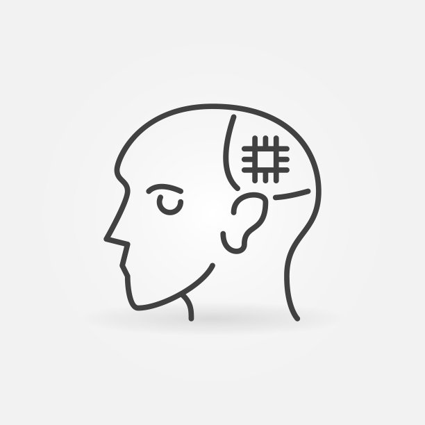 人的头部与芯片概念线图标图片下载