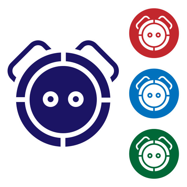 蓝色机器人吸尘器图标隔离在白色图片下载