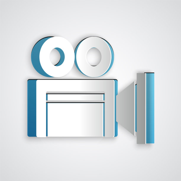 剪纸电影摄像机图标孤立在灰色图片下载