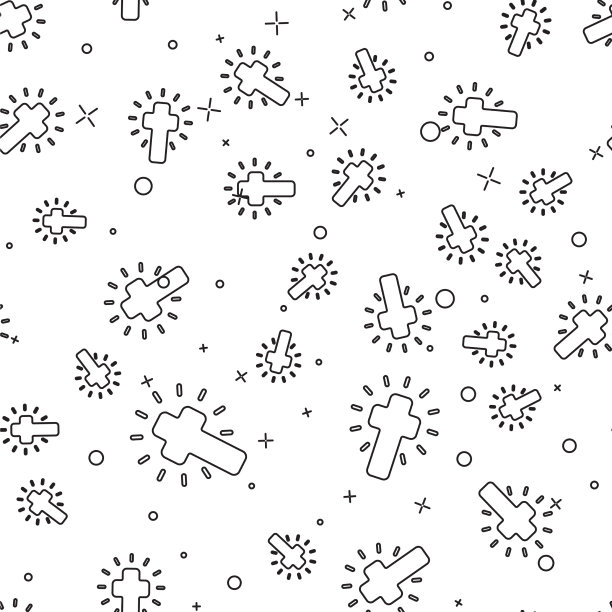 黑线基督教十字圣像孤立无缝图片下载