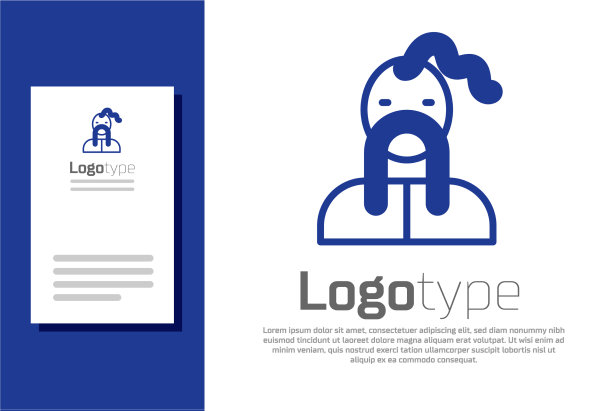 蓝色乌克兰哥萨克图标孤立在白色图片下载