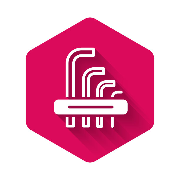 白色工具Allen键图标与长隔离图片下载