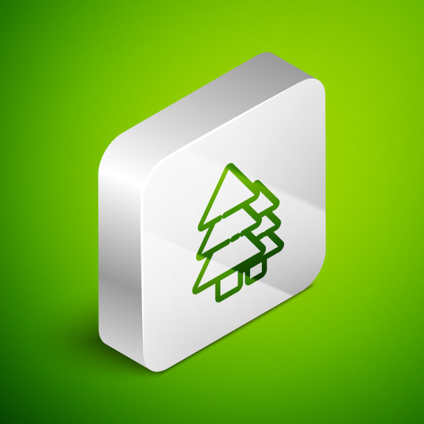 等距线树图标孤立在绿色图片下载