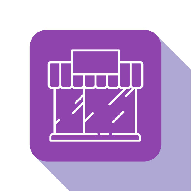 白色线购物大楼或市场商店的图标图片下载