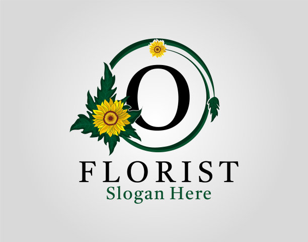 字母o圆花式向日葵标志模板图片下载