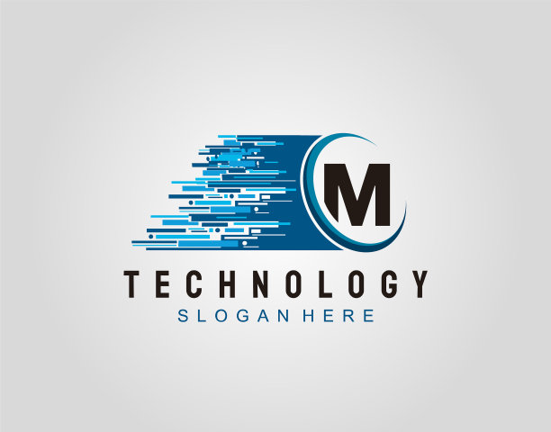 运动速度线科技字母m标志设计图片下载