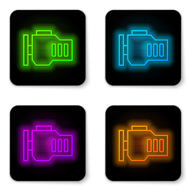 霓虹灯线检查引擎图标隔离图片下载