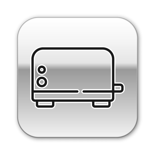 黑线烤面包机图标孤立在白色图片下载