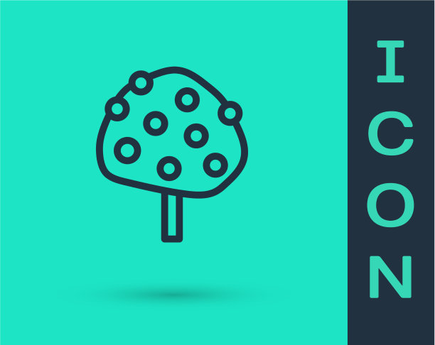 黑线橙树与水果图标隔离图片下载