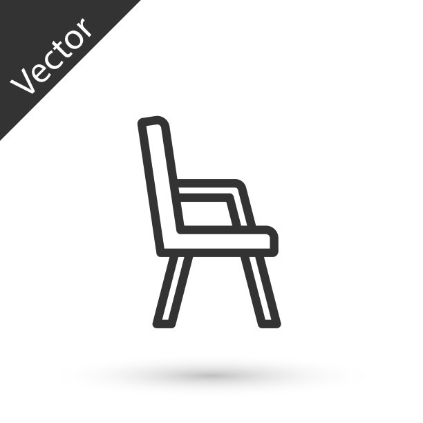 灰色线条扶手椅图标孤立在白色图片下载