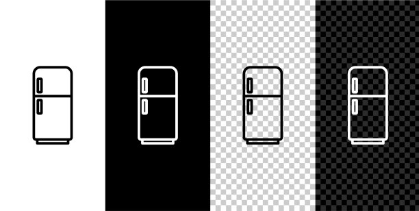 设置线冰箱图标隔离在黑色和图片下载
