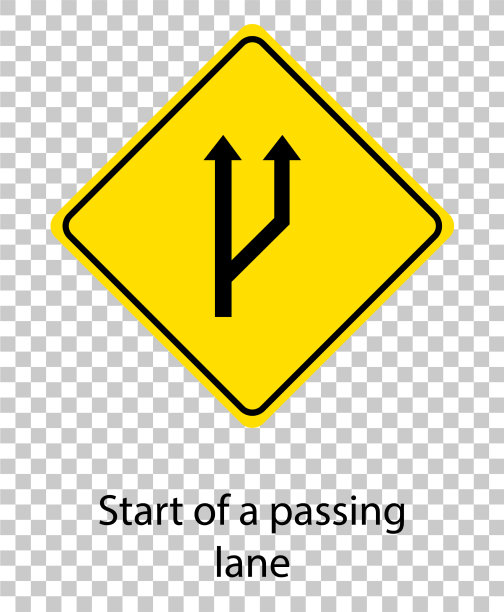 黄色交通警告标志透明图片下载