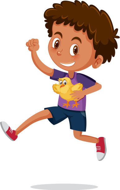 男孩抱着可爱的动物卡通人物图片下载