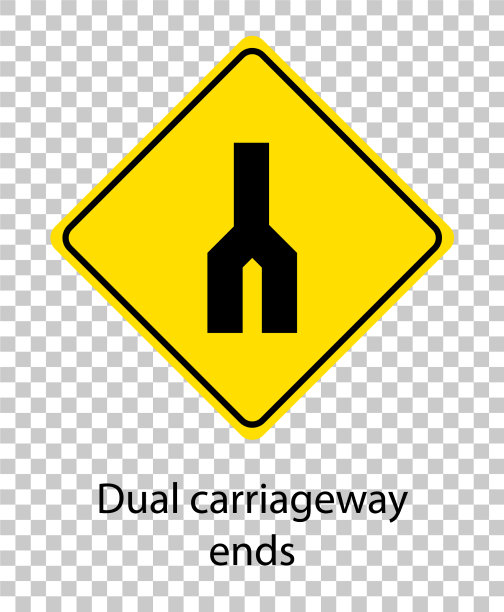 黄色交通警告标志透明图片下载