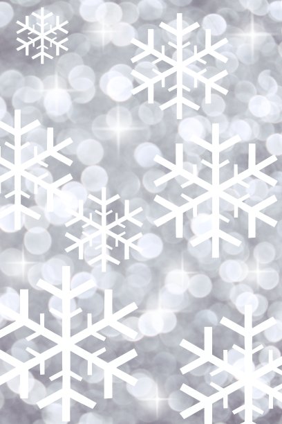 银色的散景背景与雪花图片下载