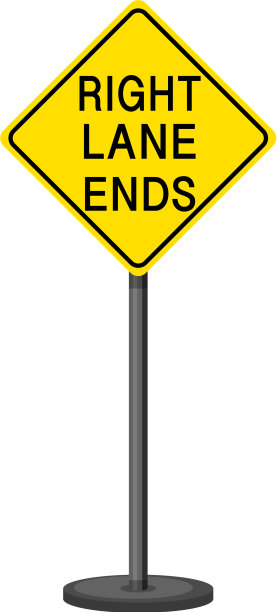 黄色交通警告标志，白色背景图片下载