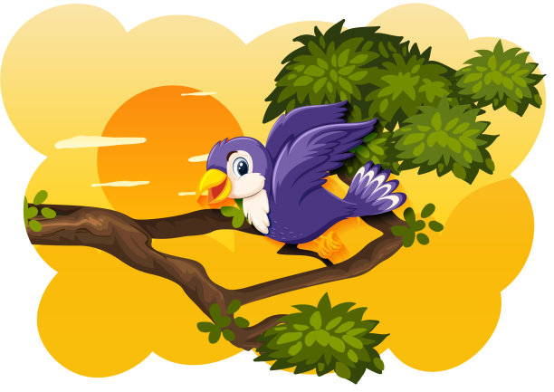 鸟在大自然日落的景象图片下载