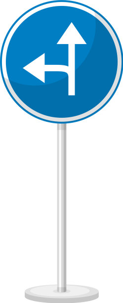 白色背景上的蓝色交通标志图片下载