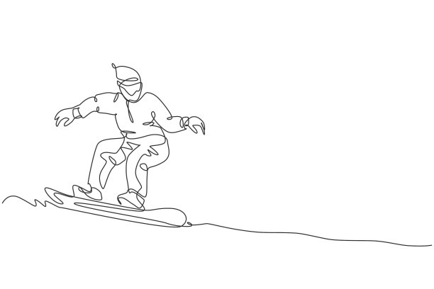 单线连续画年轻的嬉戏图片下载