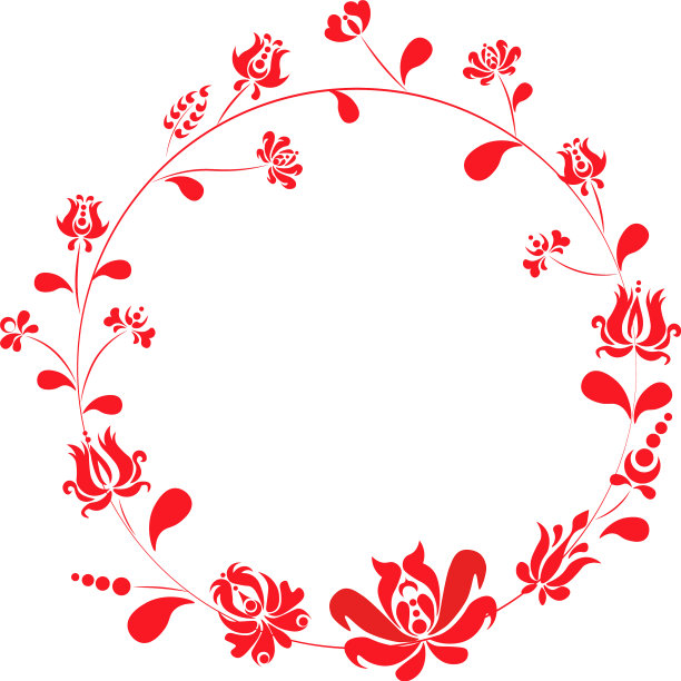 画出圆形的花和叶图片下载