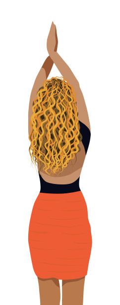 金发女人穿着红裙子和黑衬衫图片下载